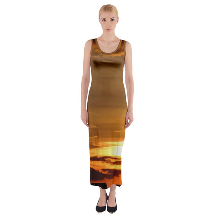 Summer Sunset Fitted Maxi Dress