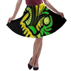 Yellow And Green Spot A-line Skater Skirt by Valentinaart