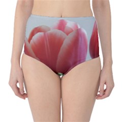 Red - White Tulip Flower High-waist Bikini Bottoms by picsaspassion