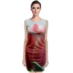 Red - White Tulip Flower Classic Sleeveless Midi Dress by picsaspassion