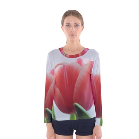 Red Tulips Women s Long Sleeve Tee by picsaspassion