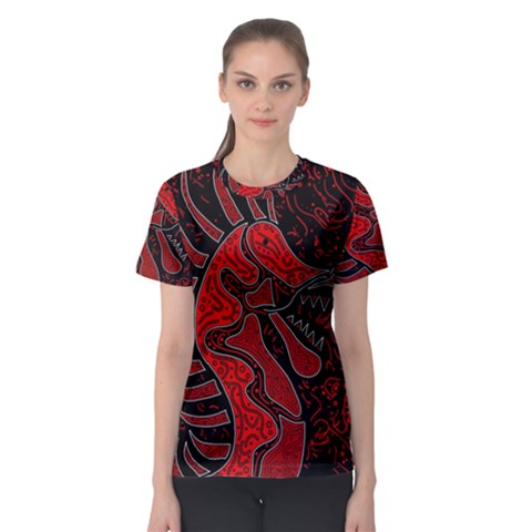 Red Dragon Women s Sport Mesh Tee by Valentinaart