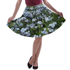 Blue Forget-me-not Flowers A-line Skater Skirt by picsaspassion