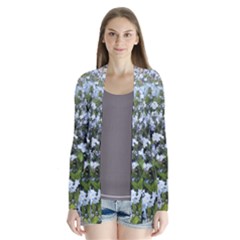 Blue Forget-me-not Flowers Drape Collar Cardigan by picsaspassion