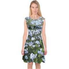 Blue Forget-me-not Flowers Capsleeve Midi Dress by picsaspassion