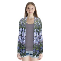 Little Blue Forget-me-not Flowers Drape Collar Cardigan by picsaspassion