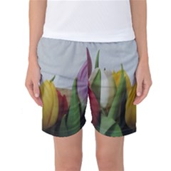 Colorful Bouquet Tulips Women s Basketball Shorts by picsaspassion