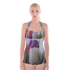 Colored By Tulips Boyleg Halter Swimsuit 