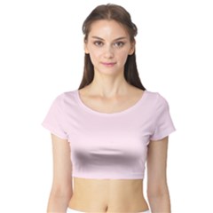 Pink Color Design Short Sleeve Crop Top (tight Fit)