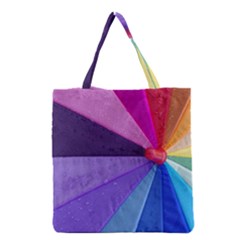 Rainbow Umbrella Grocery Tote Bag by PhotoThisxyz