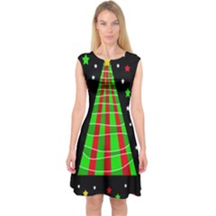 Xmas Tree  Capsleeve Midi Dress by Valentinaart