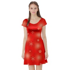 Red Xmas Desing Short Sleeve Skater Dress by Valentinaart