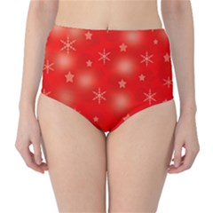 Red Xmas Desing High-waist Bikini Bottoms by Valentinaart