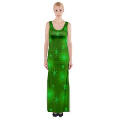 Green Xmas Design Maxi Thigh Split Dress by Valentinaart