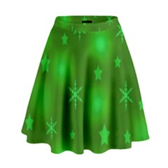 Green Xmas Design High Waist Skirt by Valentinaart