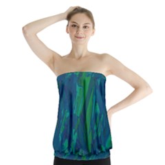 Green And Blue Design Strapless Top by Valentinaart