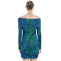 Green and blue design Long Sleeve Off Shoulder Dress View2