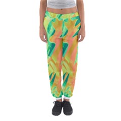 Green And Orange Abstraction Women s Jogger Sweatpants by Valentinaart