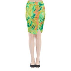 Green And Orange Abstraction Midi Wrap Pencil Skirt by Valentinaart