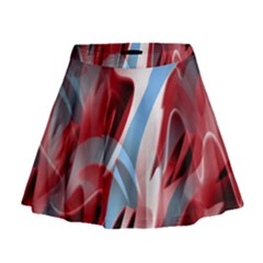 Blue And Red Smoke Mini Flare Skirt by Valentinaart