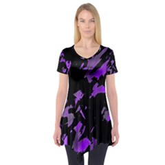 Painter Was Here - Purple Short Sleeve Tunic  by Valentinaart