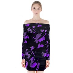 Painter Was Here - Purple Long Sleeve Off Shoulder Dress by Valentinaart