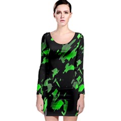 Painter Was Here - Green Long Sleeve Bodycon Dress by Valentinaart