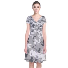 WINTER CAMOUFLAGE Short Sleeve Front Wrap Dress