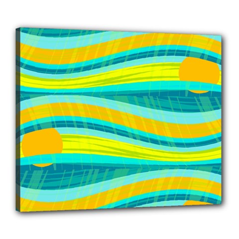 Yellow And Blue Decorative Design Canvas 24  X 20  by Valentinaart