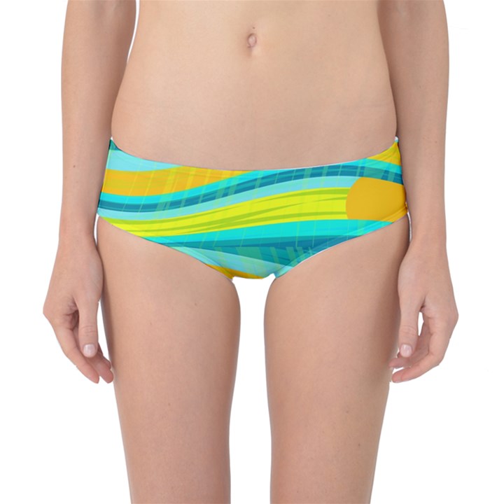 Yellow and blue decorative design Classic Bikini Bottoms