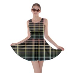Neon Plaid Design Skater Dress by Valentinaart