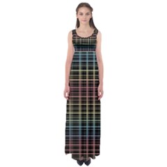 Neon Plaid Design Empire Waist Maxi Dress