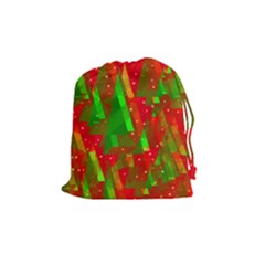 Xmas trees decorative design Drawstring Pouches (Medium) 