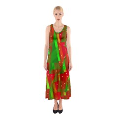 Xmas Trees Decorative Design Sleeveless Maxi Dress by Valentinaart