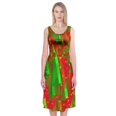 Xmas trees decorative design Midi Sleeveless Dress