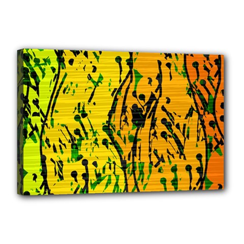 Gentle Yellow Abstract Art Canvas 18  X 12  by Valentinaart