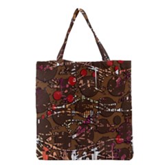 Brown Confusion Grocery Tote Bag by Valentinaart