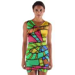 Abstrak Wrap Front Bodycon Dress