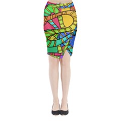 Abstrak Midi Wrap Pencil Skirt