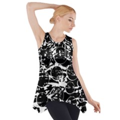 Black And White Confusion Side Drop Tank Tunic by Valentinaart