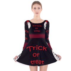 Trick Or Treat 2 Long Sleeve Velvet Skater Dress by Valentinaart