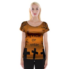 Trick Or Treat - Cemetery  Women s Cap Sleeve Top by Valentinaart