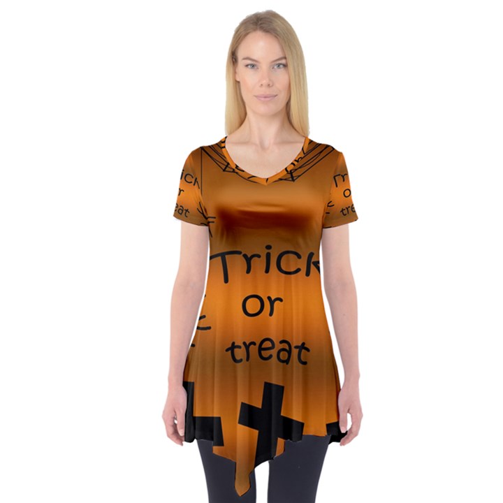 Trick or treat - cemetery  Short Sleeve Tunic 