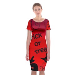 Trick Or Treat - Halloween Landscape Classic Short Sleeve Midi Dress by Valentinaart