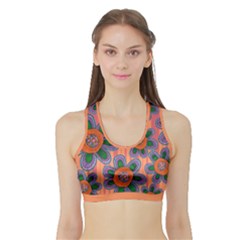 Colorful Floral Dream Sports Bra With Border by DanaeStudio