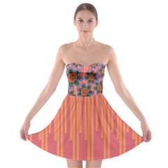 Colorful Floral Dream Strapless Bra Top Dress