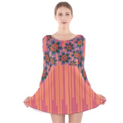 Colorful Floral Dream Long Sleeve Velvet Skater Dress by DanaeStudio