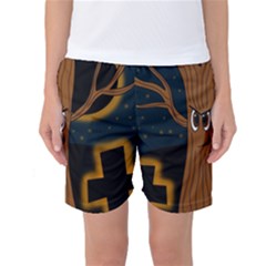 Halloween - Cemetery Evil Tree Women s Basketball Shorts by Valentinaart