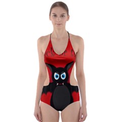 Halloween Bat Cut-out One Piece Swimsuit by Valentinaart