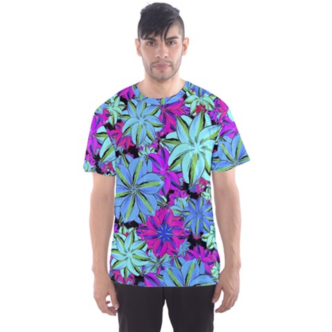 Vibrant Floral Collage Print Men s Sport Mesh Tee by dflcprintsclothing